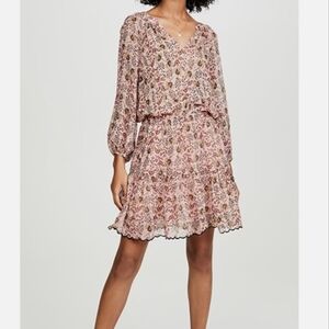 Velvet by Graham & Spencer Printed Ruffle Dress Large NEW
